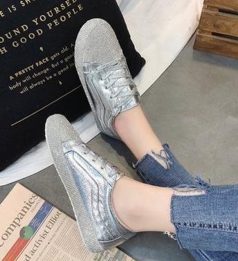 Sneakers Women Flats Golden Silver Shoes Rhinestone Bling Casual Shoes Korean Luxury Creepers Superstar Shoes Streetwear image 2