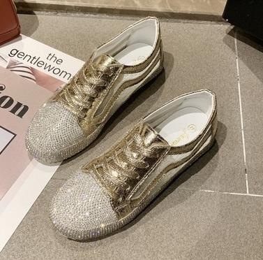 Sneakers Women Flats Golden Silver Shoes Rhinestone Bling Casual Shoes Korean Luxury Creepers Superstar Shoes Streetwear image 6
