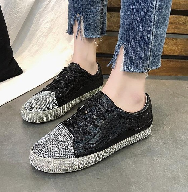 Sneakers Women Flats Golden Silver Shoes Rhinestone Bling Casual Shoes Korean Luxury Creepers Superstar Shoes Streetwear image 8