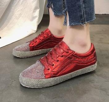 Sneakers Women Flats Golden Silver Shoes Rhinestone Bling Casual Shoes Korean Luxury Creepers Superstar Shoes Streetwear image 3