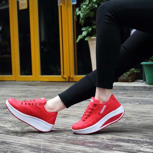 women running shoes sneakers female breathable thick bottom wedges outdoor image 3