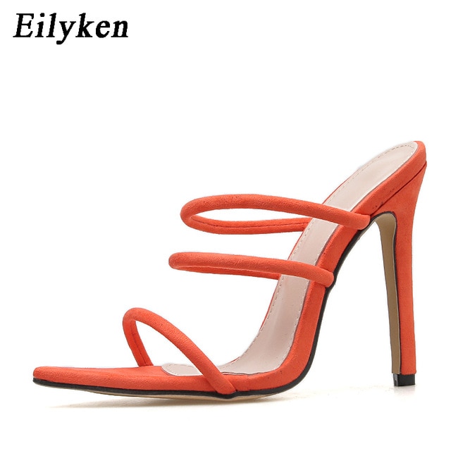 Summer Shoes Woman Lycra Fluorescent Mules Glitter Peep Toe Slides High Heel Slippers Slip On Sandals image 5