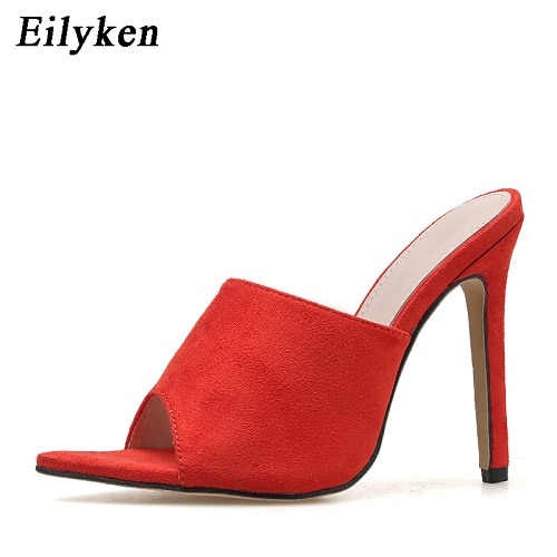 Pointed Stiletto High Heel 12.5CM Slippers Sandals Rubber Sole Woman Shoes image 4