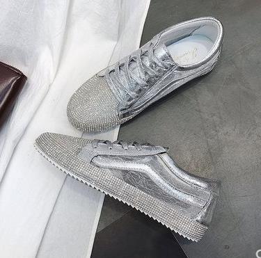 Sneakers Women Flats Golden Silver Shoes Rhinestone Bling Casual Shoes Korean Luxury Creepers Superstar Shoes Streetwear image 5