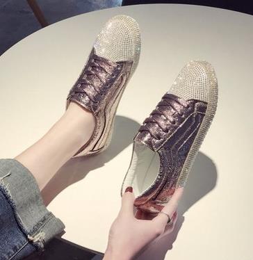 Sneakers Women Flats Golden Silver Shoes Rhinestone Bling Casual Shoes Korean Luxury Creepers Superstar Shoes Streetwear image 7