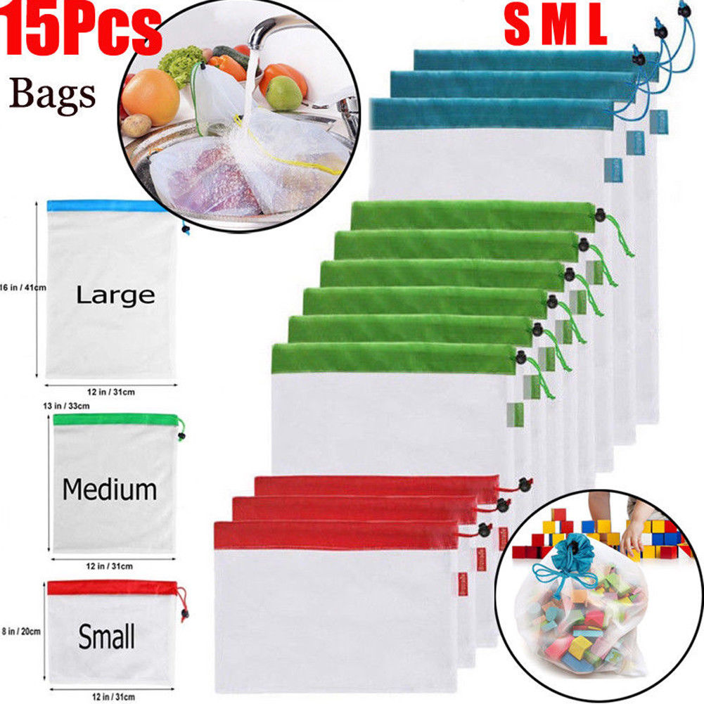 12pcs Reusable Mesh Produce Bags Washable Eco Friendly Bags for Grocery Shopping Storage Toys Fruit Vegetable Storage Bag