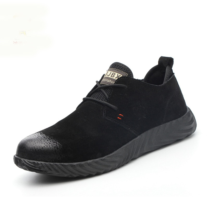 Men's Breathable Cow Suede Leather Steel Toe Work Boots Shoes Men Anti-slip Puncture Proof Safety Shoes image 4