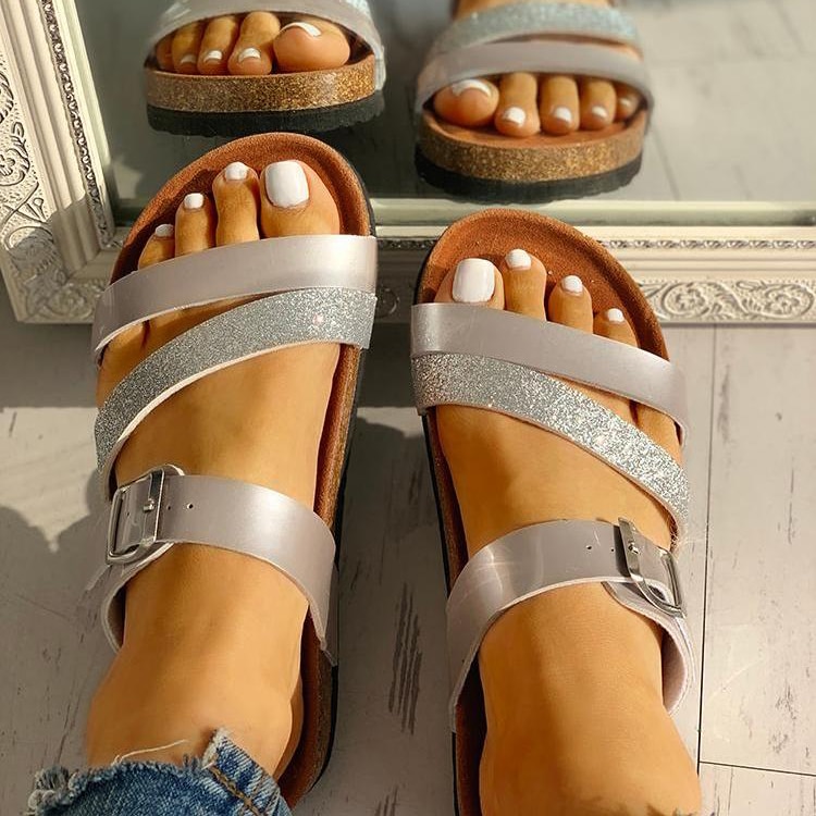 Women Summer Non-slip Platform 3cm Flat Slippers Flip Flops Female Romanesque Shoes Lady Beach Women Buckle Strap Sandals image 10