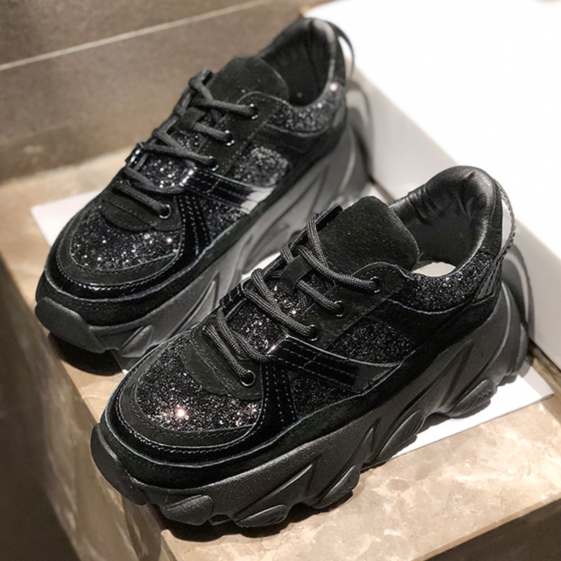 Womens Sneakers Trainers Platform Wedges Chunky Sneakers Black Sneakers Women Casual Shoes Woman Baskets chaussures femme image 8