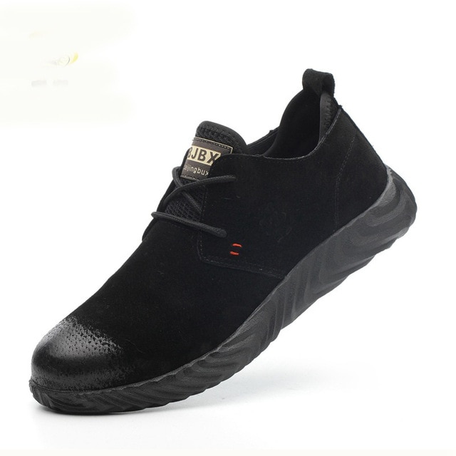 Men's Breathable Cow Suede Leather Steel Toe Work Boots Shoes Men Anti-slip Puncture Proof Safety Shoes image 3