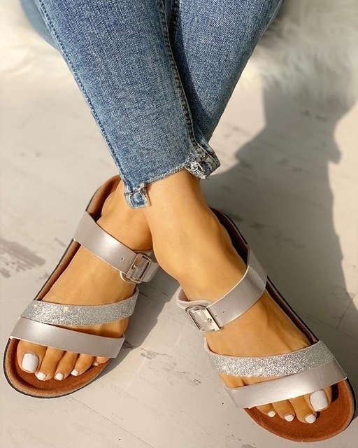 Women Summer Non-slip Platform 3cm Flat Slippers Flip Flops Female Romanesque Shoes Lady Beach Women Buckle Strap Sandals image 6