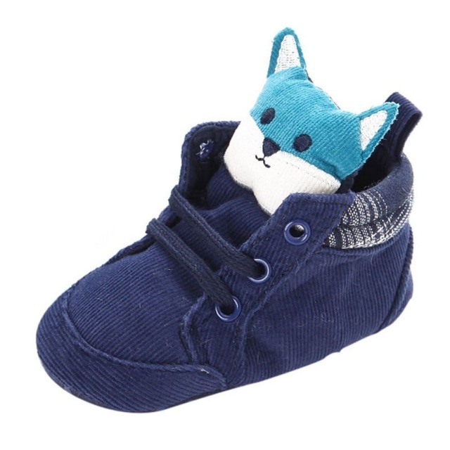 Baby Autumn Shoes Kid Boy Girl Fox Head Lace Cotton Cloth First Walker Anti-slip Soft Sole Toddler Sneaker 1 Pair image 9