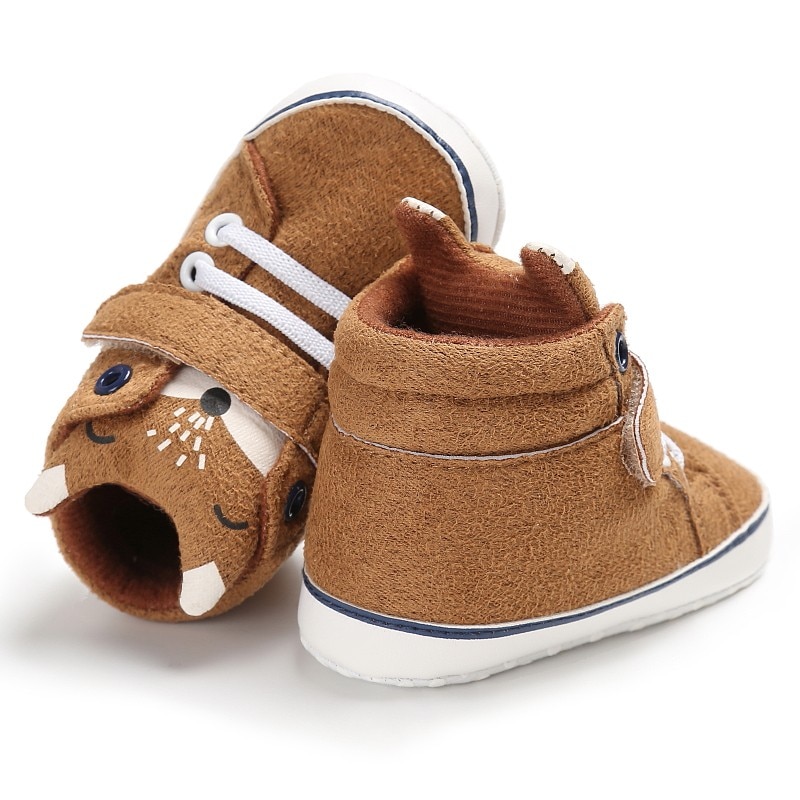 Baby Autumn Shoes Kid Boy Girl Fox Head Lace Cotton Cloth First Walker Anti-slip Soft Sole Toddler Sneaker 1 Pair image 14