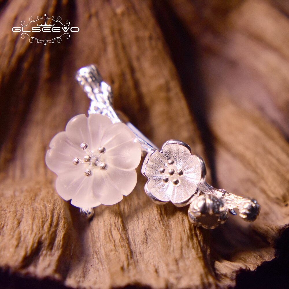 GLSEEVO 925 Sterling Silver Wedding Crystal Flower Brooch High Quality For Women Tree Brooches Mujer