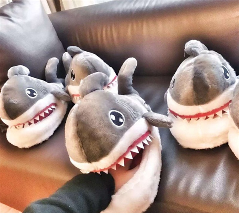 Winter Slippers Women and Men Shark Slipper Cotton Warm Indoor slippers Lovely Cartoon Women Slippers Unisex