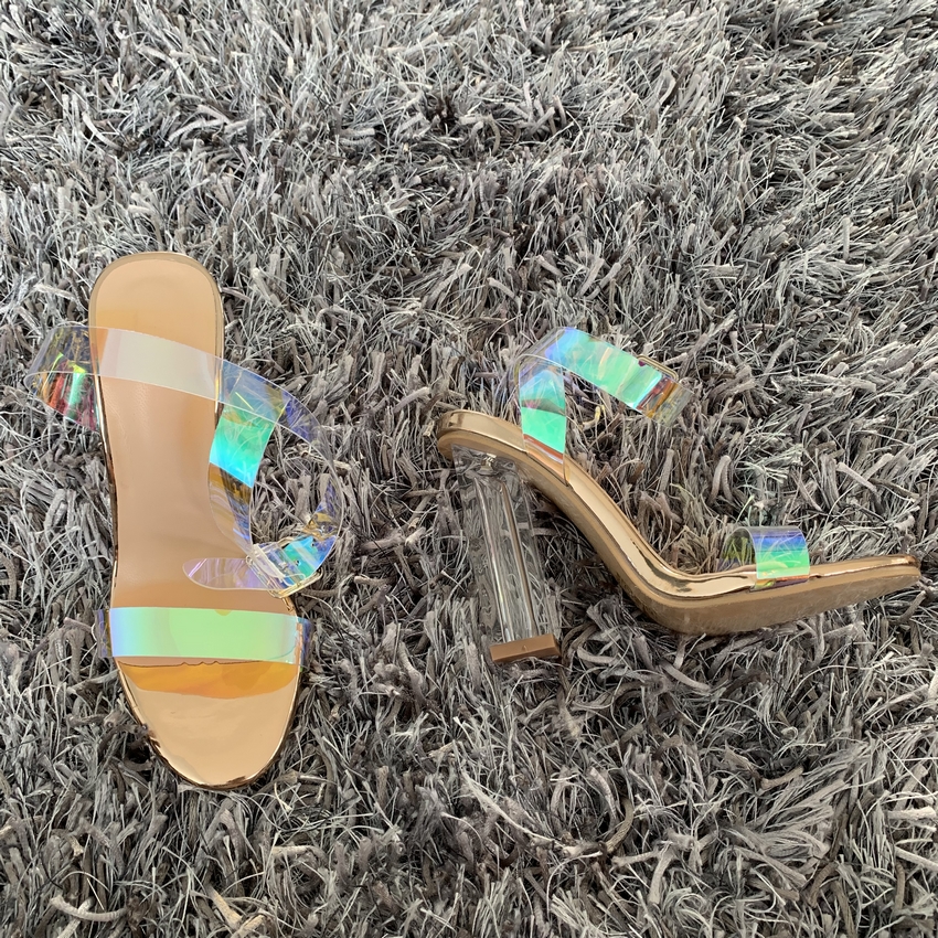 PVC Women Sandals Summer Open Toed High Heels Women Transparent Heel Sandals Woman Party Shoes Discount Pumps 11CM image 5