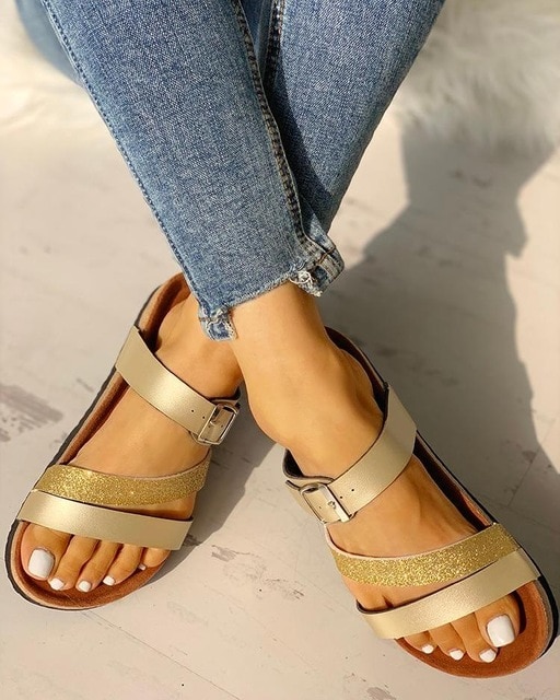 Women Summer Non-slip Platform 3cm Flat Slippers Flip Flops Female Romanesque Shoes Lady Beach Women Buckle Strap Sandals image 5