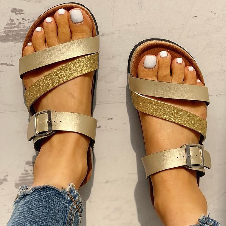 Women Summer Non-slip Platform 3cm Flat Slippers Flip Flops Female Romanesque Shoes Lady Beach Women Buckle Strap Sandals image 9