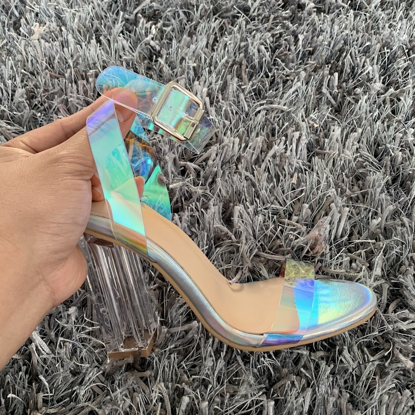 PVC Women Sandals Summer Open Toed High Heels Women Transparent Heel Sandals Woman Party Shoes Discount Pumps 11CM image 6