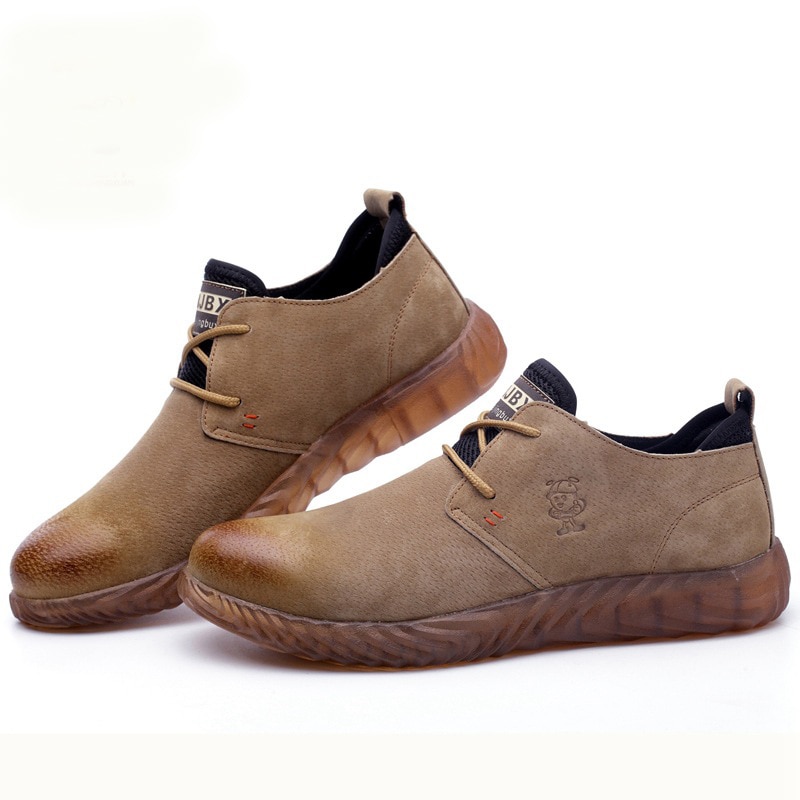 Men's Breathable Cow Suede Leather Steel Toe Work Boots Shoes Men Anti-slip Puncture Proof Safety Shoes image 7