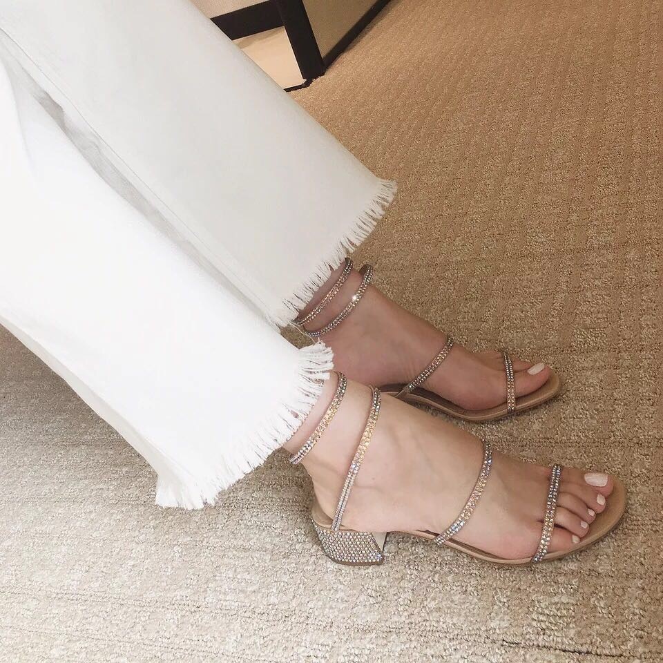 Summer Crystal Gladiator Sandals Women Open Toe Square Heels Sandals Women Party Dress Snake Strap Shoes image 7
