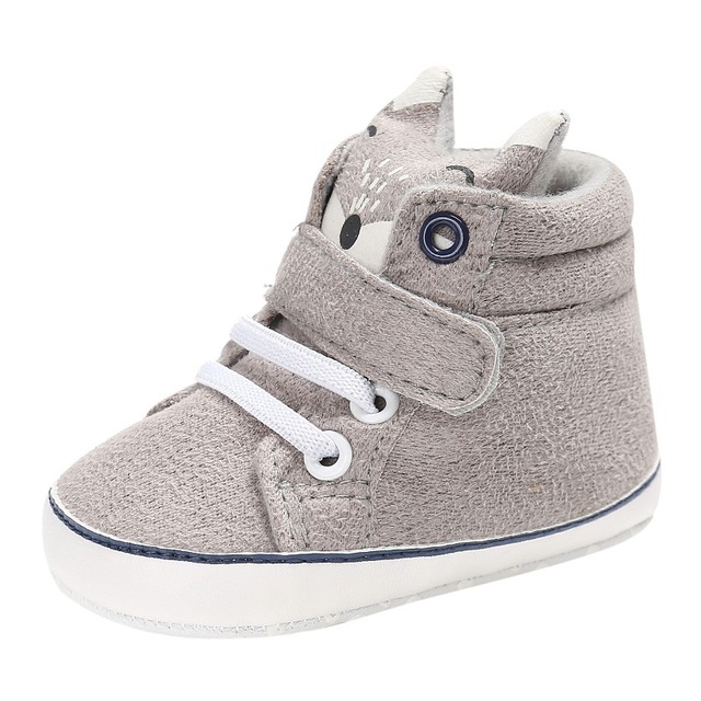 Baby Autumn Shoes Kid Boy Girl Fox Head Lace Cotton Cloth First Walker Anti-slip Soft Sole Toddler Sneaker 1 Pair image 5