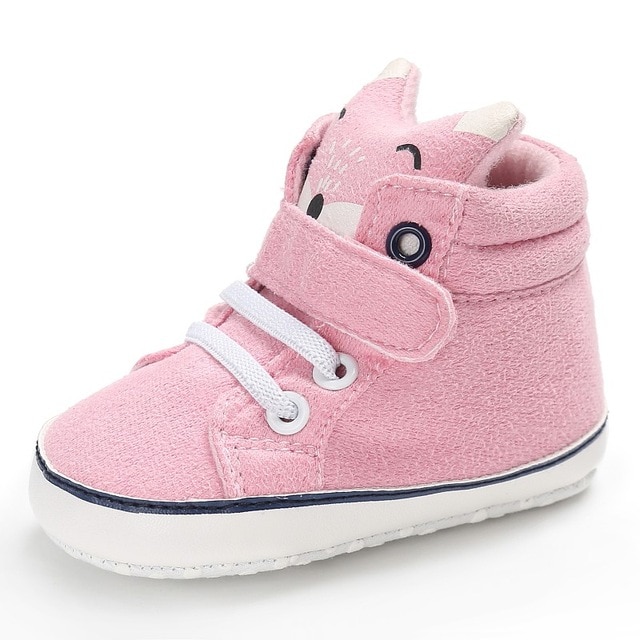 Baby Autumn Shoes Kid Boy Girl Fox Head Lace Cotton Cloth First Walker Anti-slip Soft Sole Toddler Sneaker 1 Pair image 4