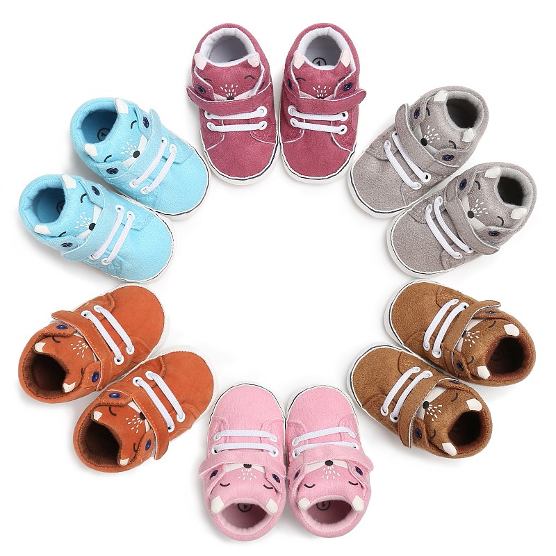 Baby Autumn Shoes Kid Boy Girl Fox Head Lace Cotton Cloth First Walker Anti-slip Soft Sole Toddler Sneaker 1 Pair image 11