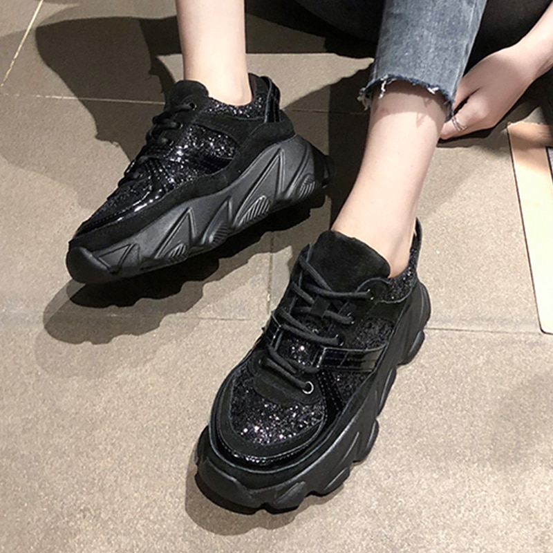 Womens Sneakers Trainers Platform Wedges Chunky Sneakers Black Sneakers Women Casual Shoes Woman Baskets chaussures femme image 5