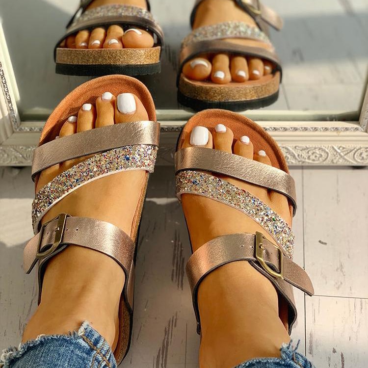 Women Summer Non-slip Platform 3cm Flat Slippers Flip Flops Female Romanesque Shoes Lady Beach Women Buckle Strap Sandals image 12