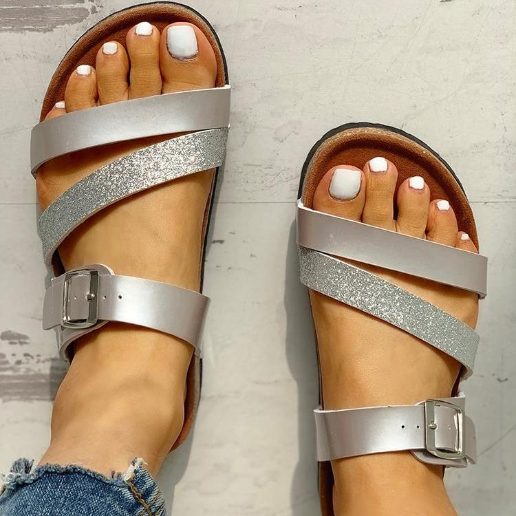 Women Summer Non-slip Platform 3cm Flat Slippers Flip Flops Female Romanesque Shoes Lady Beach Women Buckle Strap Sandals image 11