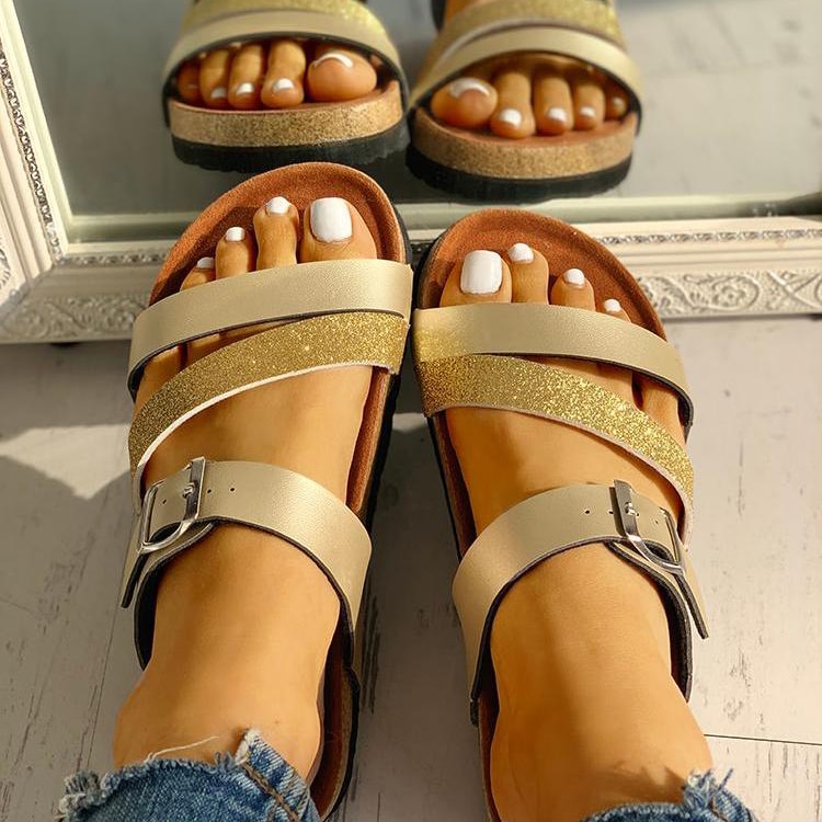 Women Summer Non-slip Platform 3cm Flat Slippers Flip Flops Female Romanesque Shoes Lady Beach Women Buckle Strap Sandals image 8