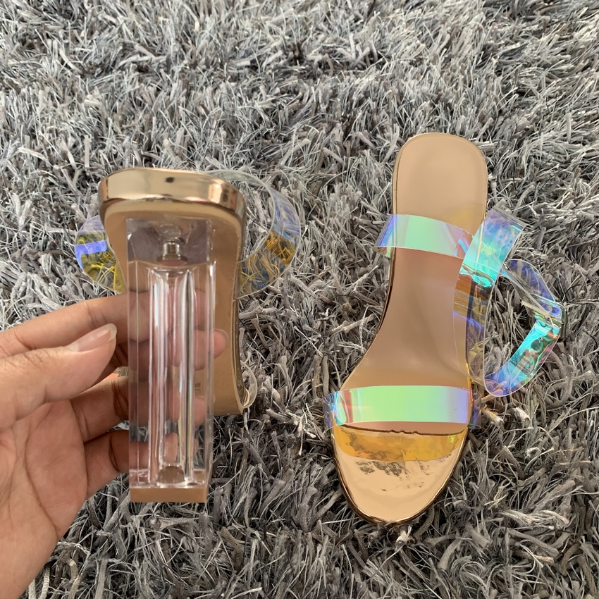 PVC Women Sandals Summer Open Toed High Heels Women Transparent Heel Sandals Woman Party Shoes Discount Pumps 11CM image 4