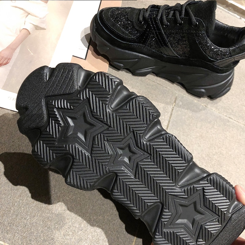 Womens Sneakers Trainers Platform Wedges Chunky Sneakers Black Sneakers Women Casual Shoes Woman Baskets chaussures femme image 6