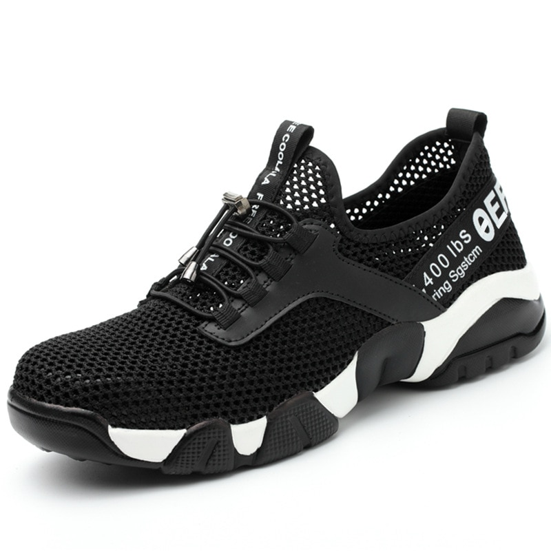 Summer Men Safety Shoes Men's Breathable Lightweight Anti-smashing Piercing Work Sandals Single Mesh Steel Toe Sneakers Man image 6