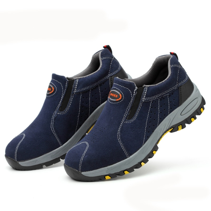 Steel Toe Safety Work Shoes Men 2018 Summer Breathable Slip On Casual Boots Mens Labor Insurance Puncture Proof Shoe image 5