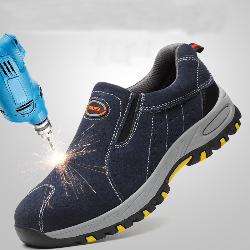 Steel Toe Safety Work Shoes Men 2018 Summer Breathable Slip On Casual Boots Mens Labor Insurance Puncture Proof Shoe