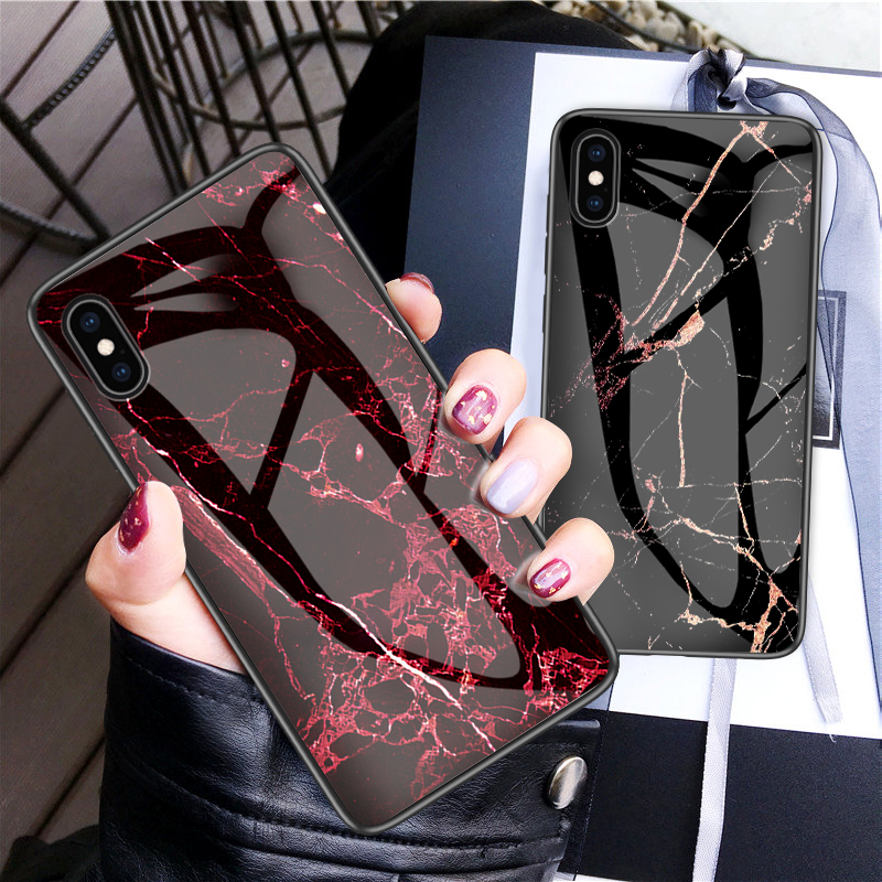 Luxury Marble Phone Case for iPhone X Xs Max Glass PC pigeon Back Cover Silicone Soft Edge Coque Case for iPhone XS Max XR Case
