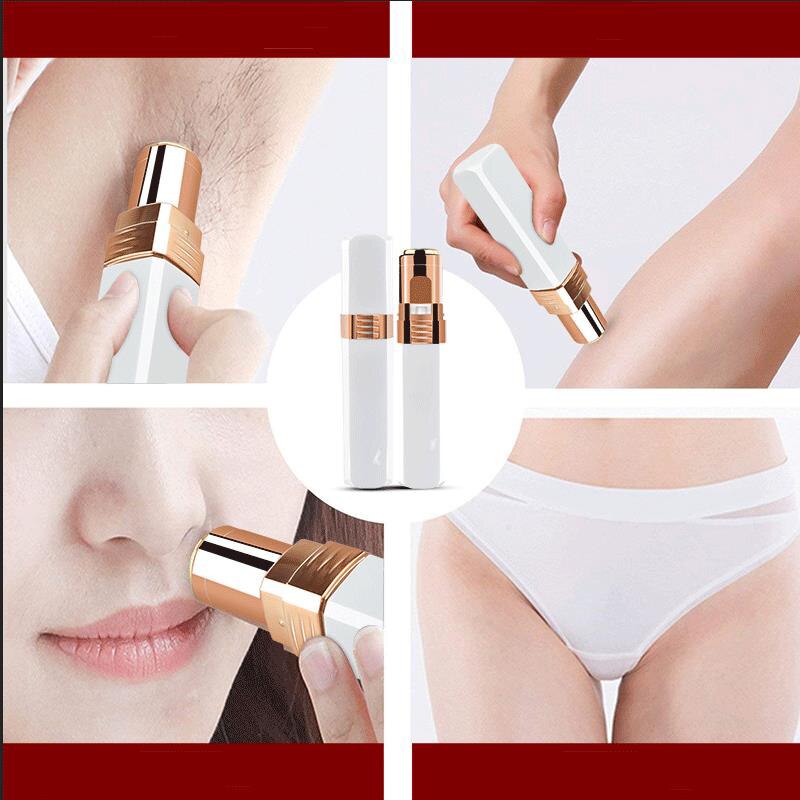 Device shown during facial and body hair removal