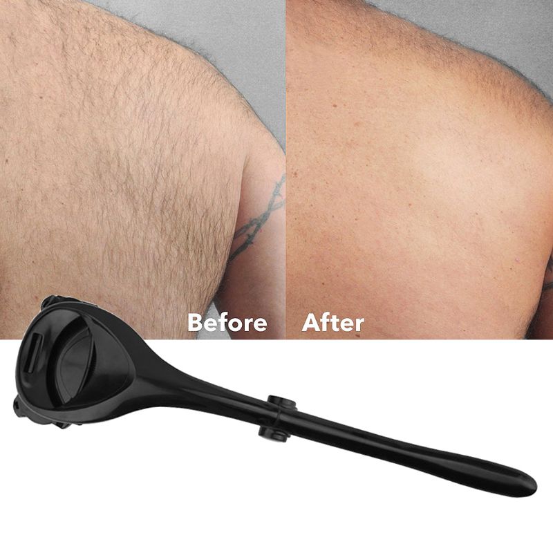 Wide shaving head beside smoother shoulder comparison