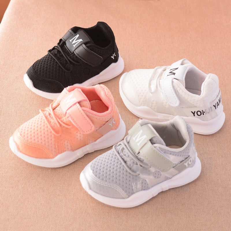 Autumn fashionable net breathable pink leisure sports running shoes for girls white shoes for boys brand kids shoes