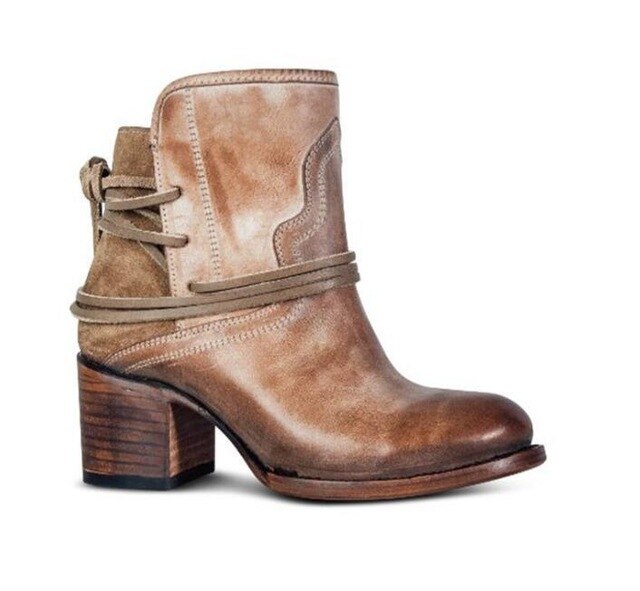 Ankle Boots Women Retro High Heels Block Heel Shoes For Female Flock Buckle Strap Short boots woman shoes image 4