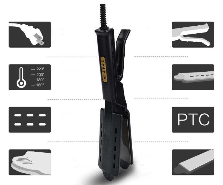 Hair straightener temperature options from 160 to 220 degrees