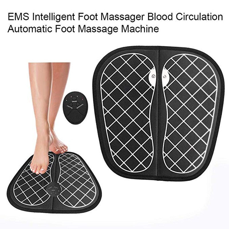 Three‑view comparison showing foot massager pad from different angles, with leg depicted for context, representing the need for relief