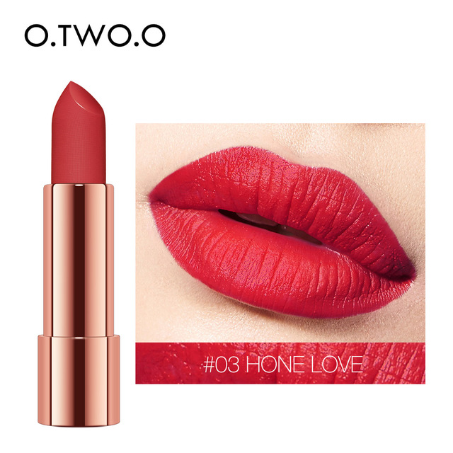 O.TWO.O Matte Lipstick Nude Brown Red Lips Makeup Velvet Silky Smooth Texture Lo