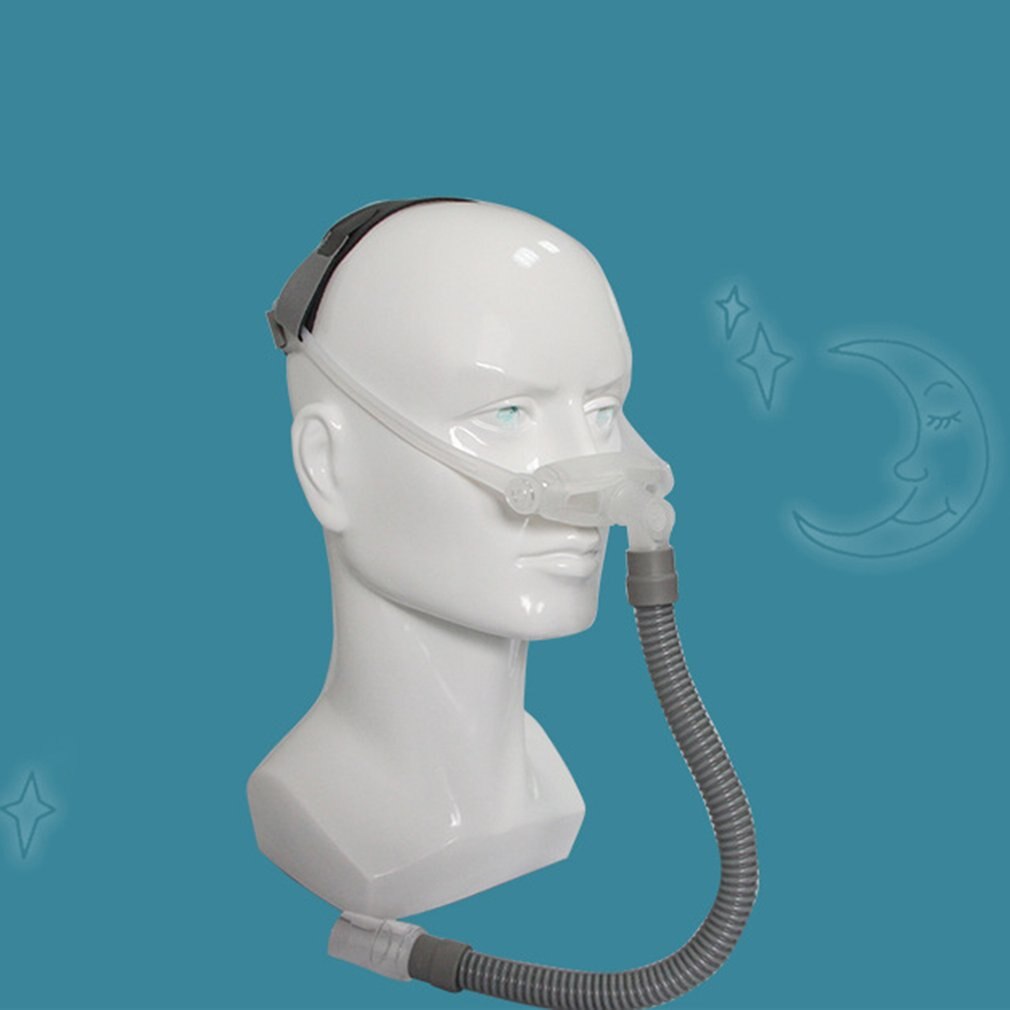 Mannequin wearing mask showing soft silicone pillow resting comfortably under nose.