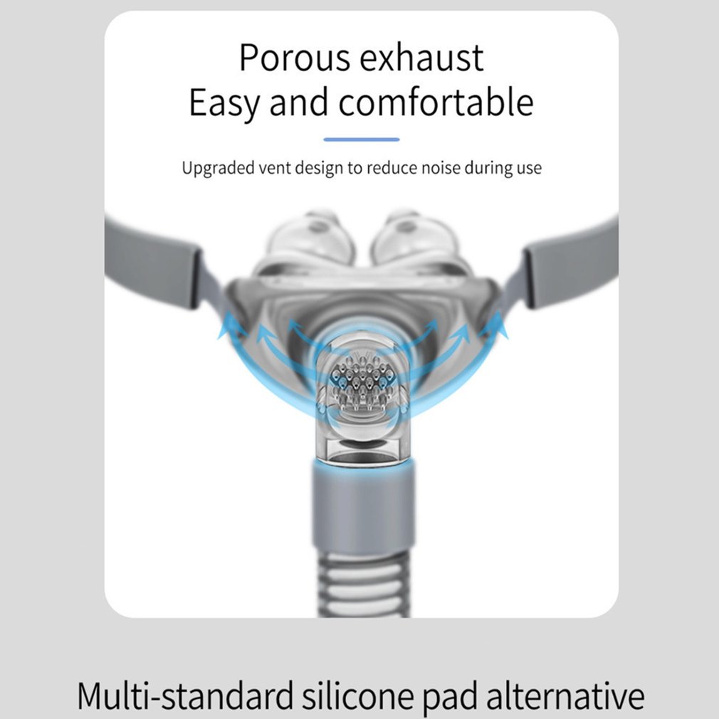 Technical feature card highlighting porous exhaust port and noise reduction.