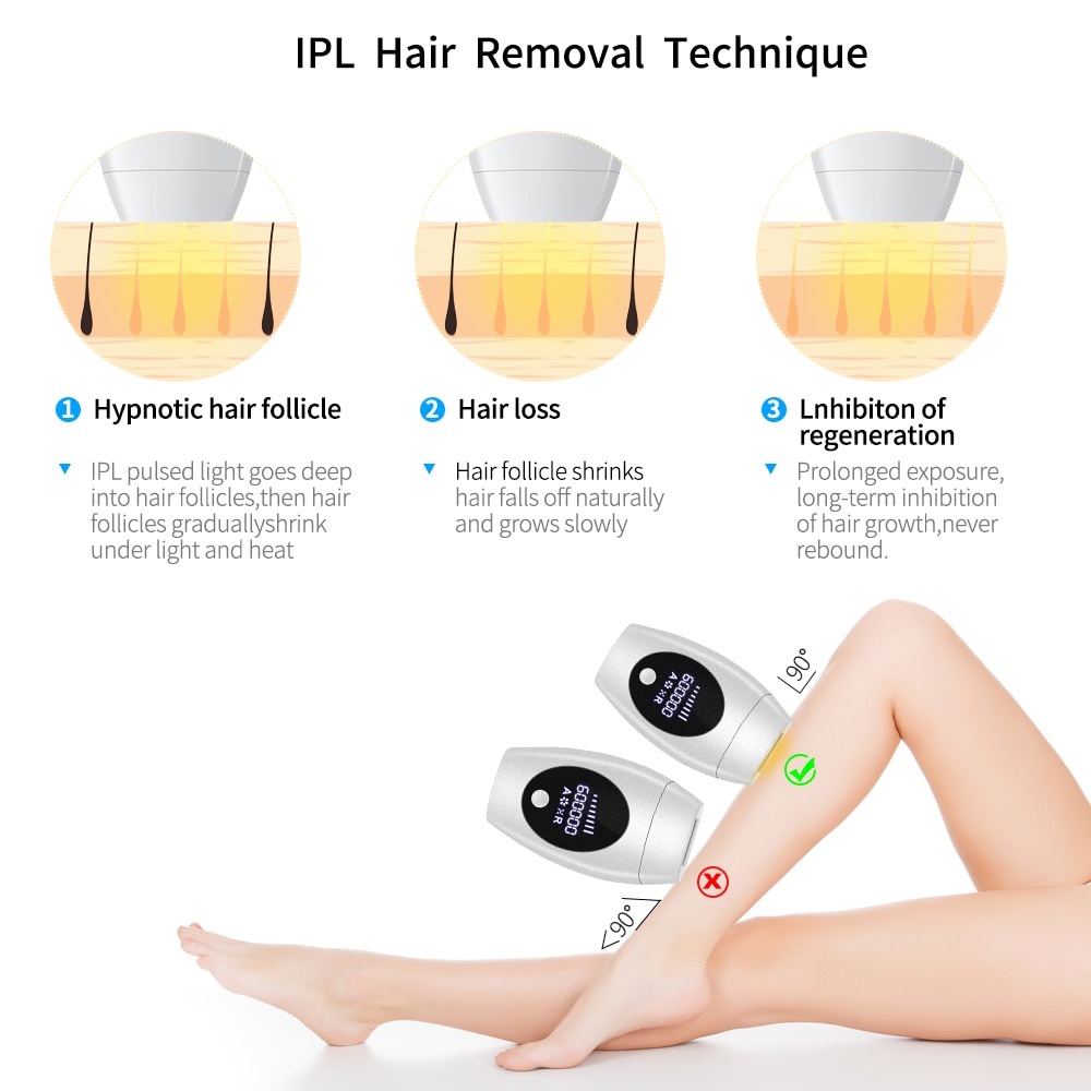 IPL treatment window positioned against lower leg