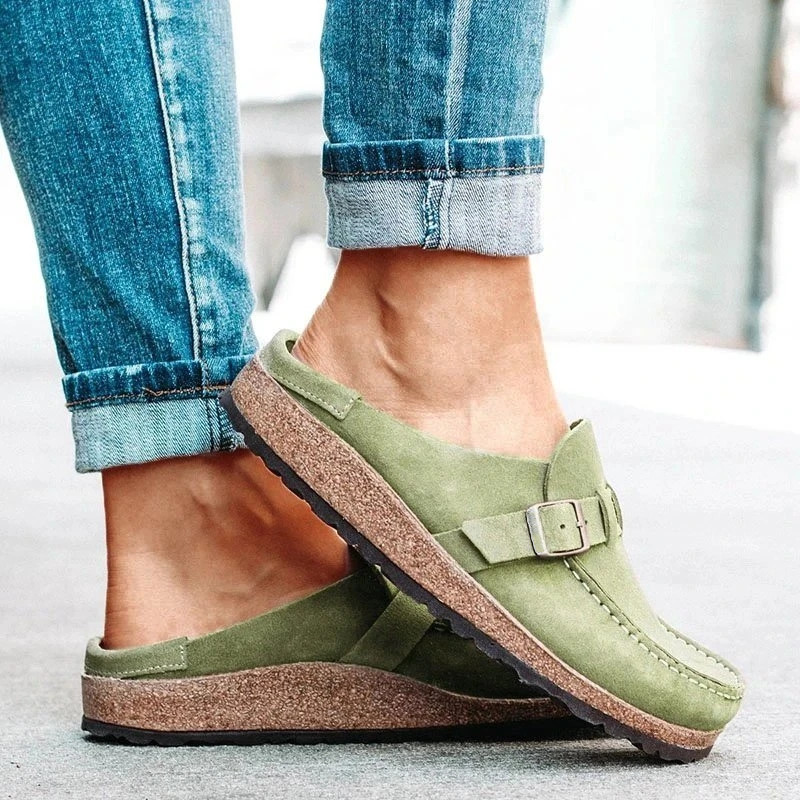 Women summer slippers spring sandals solid buckle women flats shoes casual beach ladies summer sandals image 8