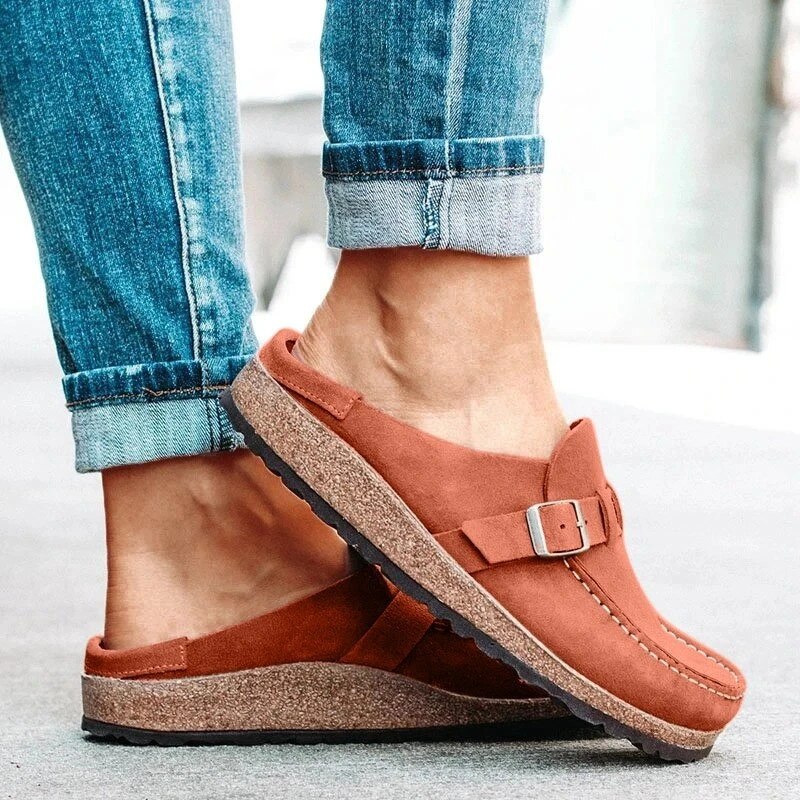 Women summer slippers spring sandals solid buckle women flats shoes casual beach ladies summer sandals image 4